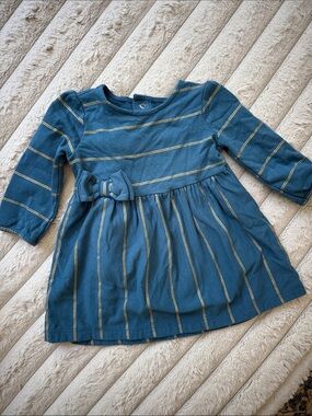 Carter's Teal Dress with Gold Stripes and Side Bow